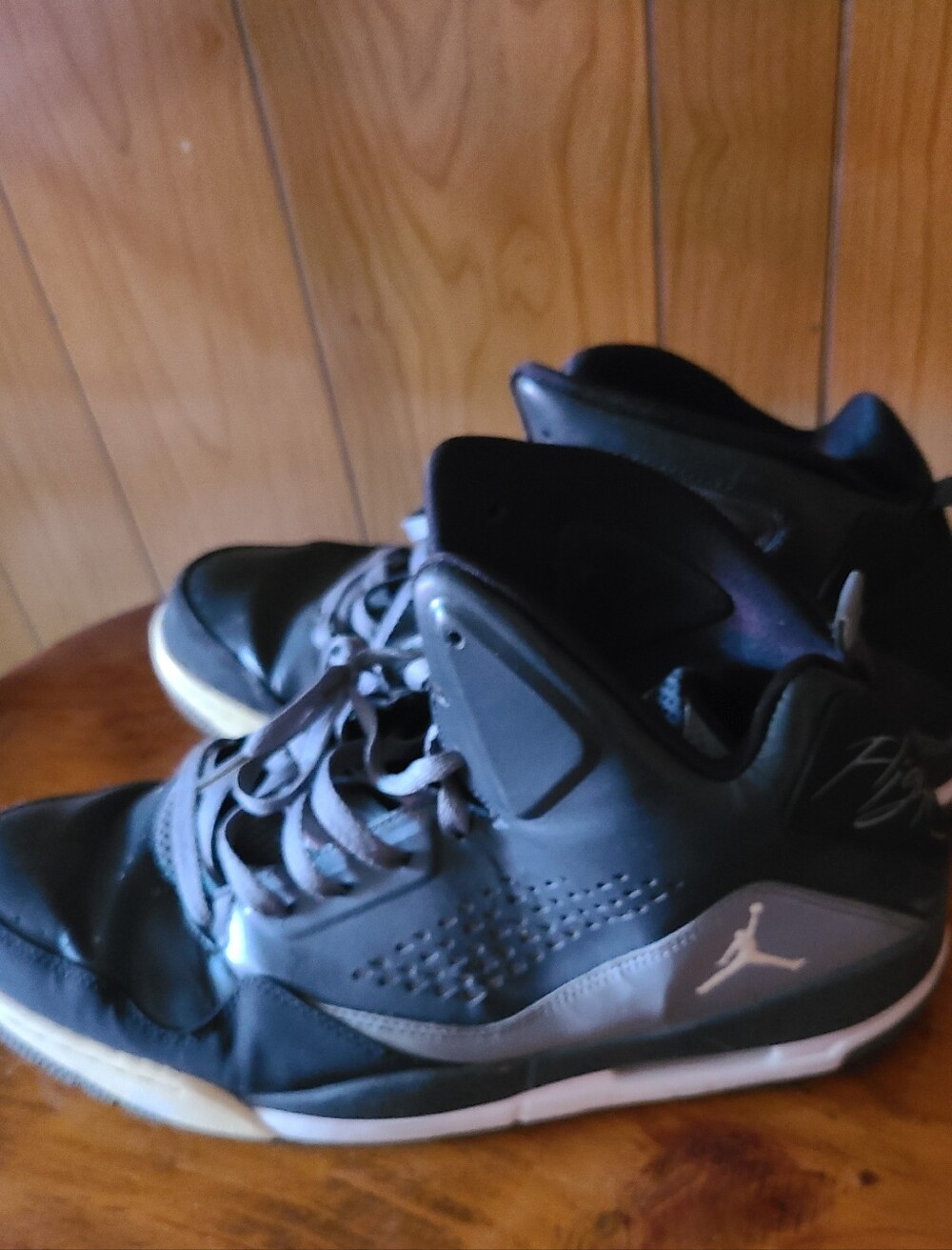 Jordan Men's Black Athletic Sneakers with Subtle Silver Accents